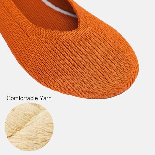 Image of Frank Mully Women's Ballet Flats Round Toe Walking Flats Slip On Work Shoes Knitted Flats Shoes for Woman Soft Lightweight