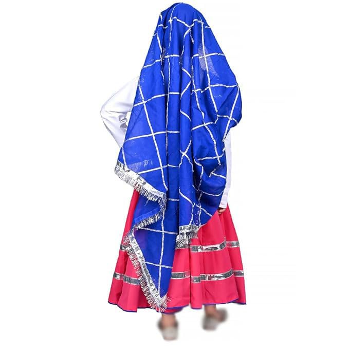 Image of Traditional Haryanvi Girls Dance Costume, Complete Set with Ghagra and Oidhni Dupatta, Indian State Cultural Dress
