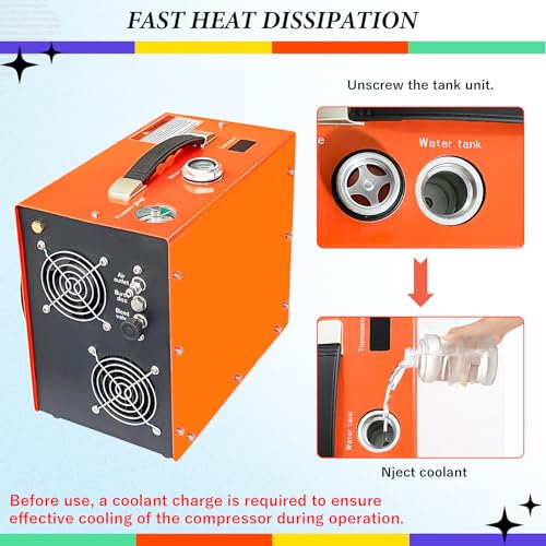 Image of PCP Air Compressor 350W Powerful Motor 4500Psi /5800psi /400bar Water and Fan Cooling 12V /110V Auto-Stop PCP Air Rifle built-in power supply