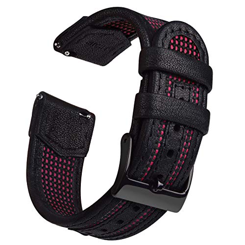 Ritche 18mm Watch Band Nylon Quick Release Leather Watch Bands for Men Women