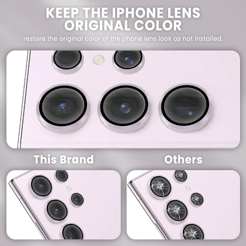 Image of FIRST MART Pink Camera Ring Guard Protector for Samsung Galaxy S23 Ultra | Tempered Glass with Metal Alloy Rings, HD Clear, Scratch Resistant, Case-Friendly | Pack of 1