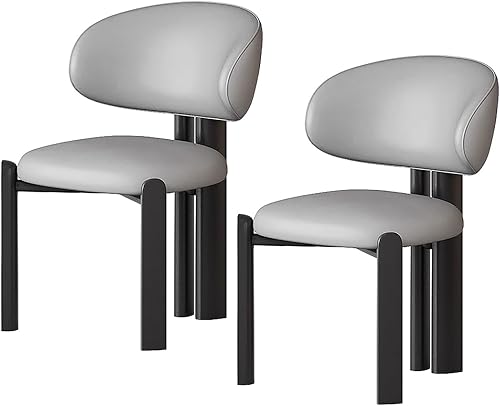 Miniatura 11 de Juego de 2 sillas de comedor tapizadas modernas, diseño cómodo con respaldo curvado para cocina, sala de estar, dormitorio u oficina Beige