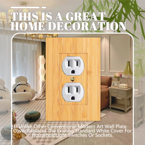4PC Solid Wood Double Hole Outlet 4.8" X 3.14" Outlet Covers Bamboo Light Switch Cover Quality Raw Wooden Light Switch Plate Decorative Wall Plate Wall Outlet Covers Outlet Plates by Alckerou - Image 5