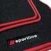 Produktbild teileplus24 PV305 Fußmatten Sportline Design kompatibel mit Seat Leon 3 5F SC 3-Türer 2013-2020 Bandeinfassung Ziernähte, Bandeinfassung:Rot