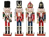 O-Toys Wooden Nutcracker Ornaments Christmas Decoration Figures Puppet Home Decor (12 Inch) (Set)