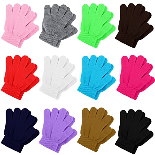 Toddor 12 Pairs Kid's Winter Magic Gloves Children Stretchy Warm Knit Gloves For Boys Or Girls #TOP1