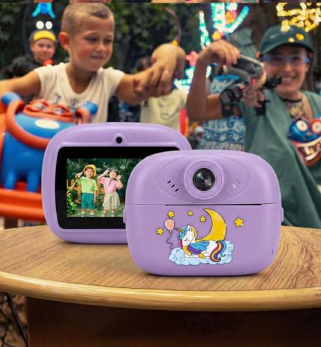 Image of Instant Print Camera for Kids with 1080P HD Video, 48MP Dual Selfie Lens, Bluetooth & App Control, Digital Photo Printer for Boys & Girls, with Games, Camera for Kids with Print - Purple Colour