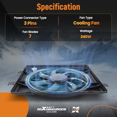 Image of maXpeedingrods Engine Radiator Cooling Fan Assembly for Jeep Grand Cherokee 2011-2021, for Dodge Durango 3.6L V6 2011-2020 & 5.7L /6.4L V8 2011-2015 Replace # 621-498 622660 55037992AD