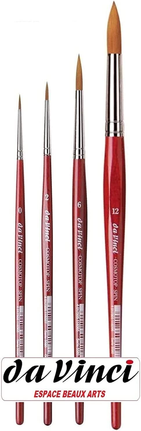 Da Vinci Series 5580 cosmotop - Aquarell-Pinsel-4er Set Synthetik, no. 0, 2, 6, 12 Made in Germany