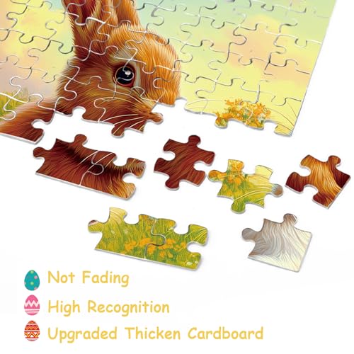 Puzzle Bunny Easter Eggs para Adultos 1000 Piezas, Rompecabezas Jigsaw Conejo de Pascua, Flowers Coloridos y Mariposas miniatura 4