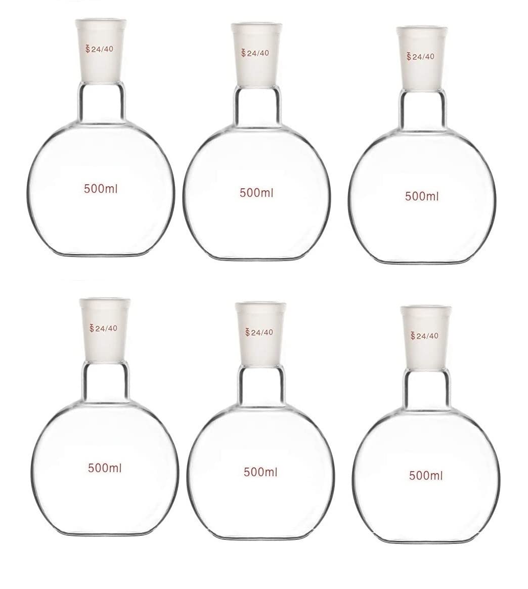Salco Borosilicate Glass Heavy Wall Single Neck Flat Bottom Boiling Flask with 24/40 Standard Taper Outer Joint - (500 ML, 6) (B09PVH5MDK) Amazon Price History, Amazon Price Tracker