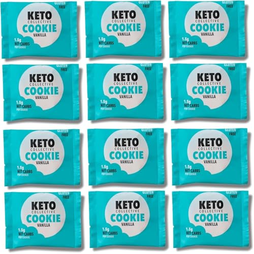Keto Collective Galletas Keto I 1.5g Carbohidratos Netos I 30g x 12 I Snacks Keto I Bajo en Azúcar I Hecho con Mantequilla Real I Alto en Fibra I Snacks Bajos en Carbohidratos, Galletas sin Gluten