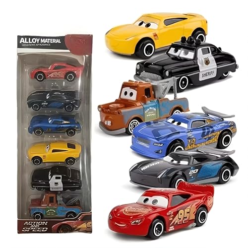 Image of Ultimate 6-Piece Diecast Racing Car Set Alloy Toy Cars for Kids, Includes Tow Truck, Police Car & Speed Race Cars - Perfect for Play and Collecting