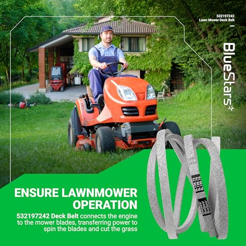 BlueStars 532197242 Mower Deck Belt - for Husqvarna YTH24V48 YTH24K48 YTH2348 YTA24V48 Craftsman AYP Poulan Lawn Tractors with 48\" Mower Deck | Aramid Cord |138.75\" x 0.65\"