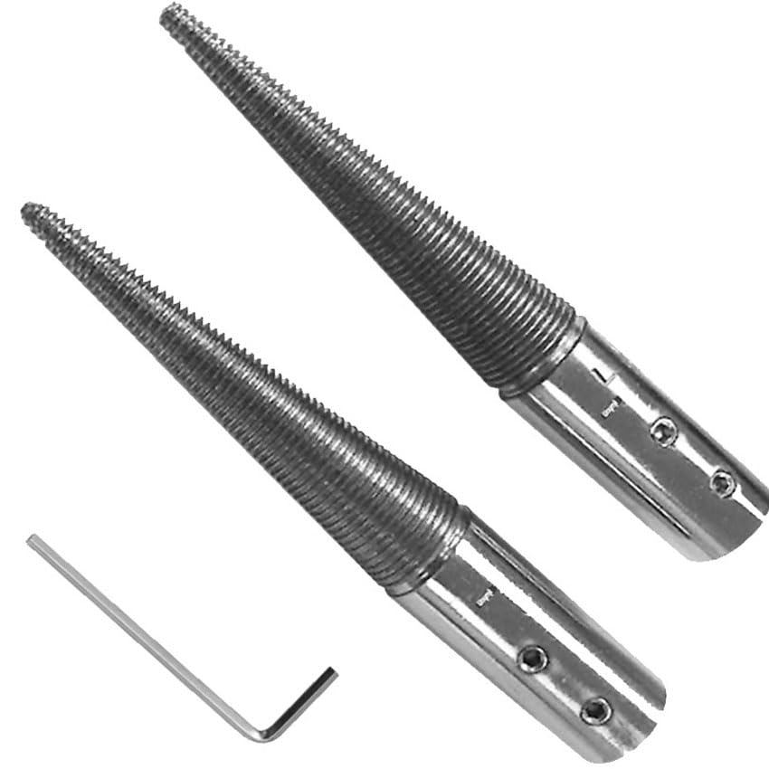 Zestaw stożkowych wrzecion polerskich – prawa i lewa ręka, wytrzymała stal, pasuje do szlifierki stołowej 1,3 cm i silników polerskich (120 × 19 mm, zawiera klucz sześciokątny)