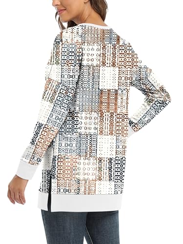 BETTE BOUTIK Women's Drop Long Sleeve Sweatshirts Casual Crewneck Tunic Tops Sweartshirts With Side Slits S-3XL
