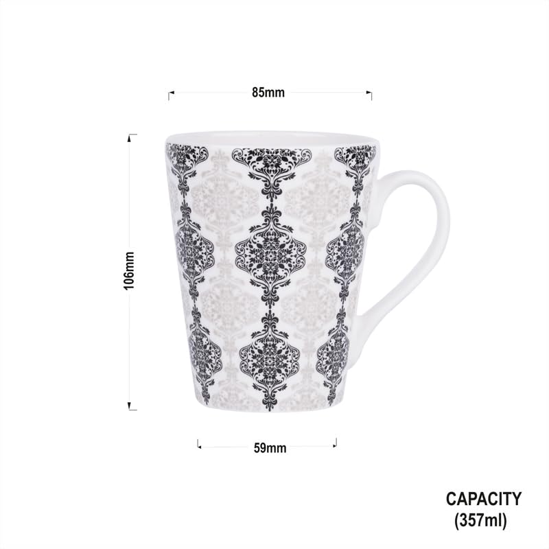 Image of Dandy Lines Conical Madrid, Ceramic Coffee Mug Set, Pack of 4, Microwave & Dishwasher Safe, Great for Home Use & Gifting