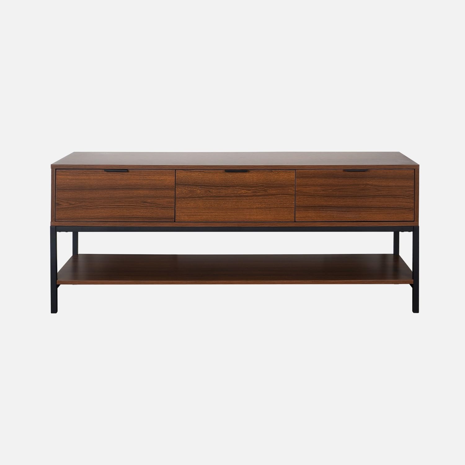 sweeek Mobile TV in Noce con 3 cassetti, 130cm, Walnut, Marrone, 130x40x53.5 cm