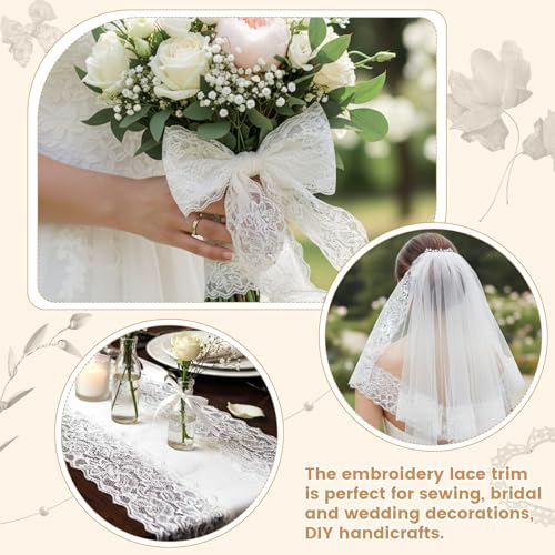 image for VGOODALL Bridal Wedding Lace Ribbon 3 Inch Wide 10 Yards - Stretchy El