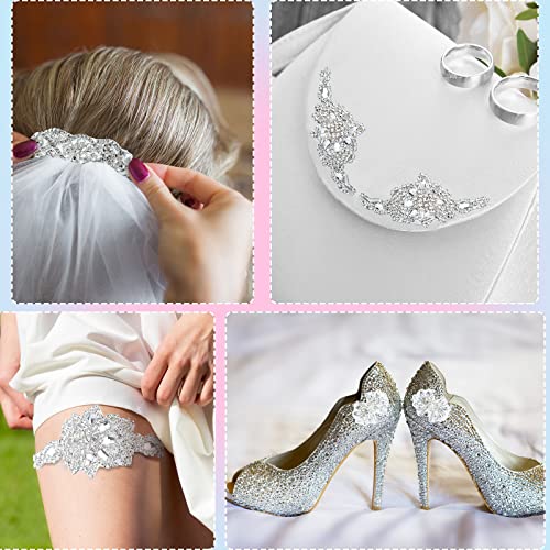6 Pieces Crystal Rhinestone Applique Silver Wedding Applique Iron On Rhinestone Sash Applique Rhinestone Hair Applique Bridal Rhinestone Hot Fix Embellishments Rhinestone Applique Patches For Dress #TOP4