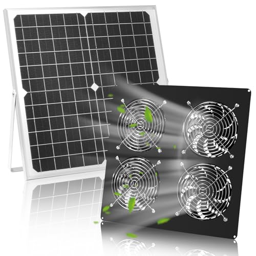 25W Solar Powered Fan Kit for Chicken Coop for Home, Outside, Solar Exhaust Fans Window for Attic,...
