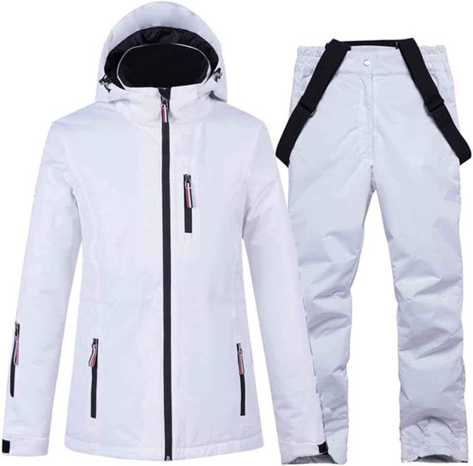 Haitpant Ski Jackets Strap Pants Pure White Women's Snow Wear Snowboard Suit Sets Waterproof Windproof Winter Costume