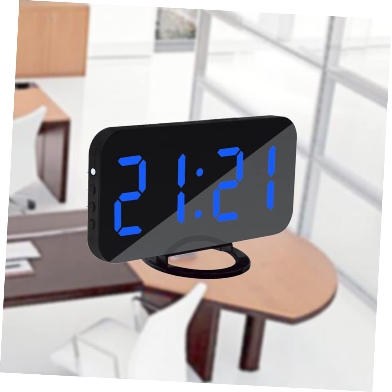 Amosfun Sveglia Digitale con Doppia Porta USB Display LED Grande e Luminoso Funzione Snooze e Dimmer Regolabile Superficie Specchio Stile Casuale
