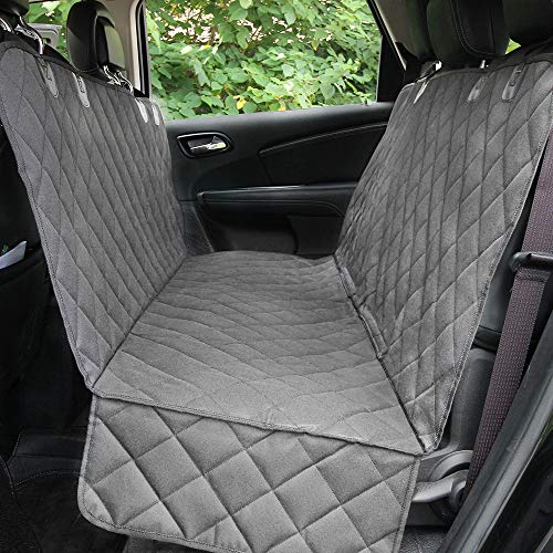 Image of Honest Dog Car Seat Covers with Side Flap, Pet Backseat Cover for Cars, Trucks, and Suv's - Waterproof & Nonslip-Luxury(Quilted) (61'' W x 64'' L,Gray)