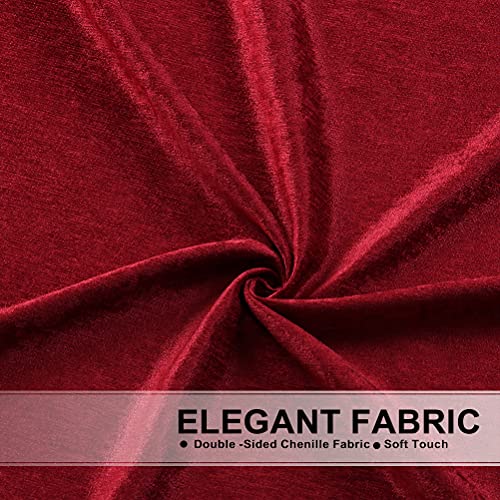 ELKCA Burgundy Red Valance for Festival Holiday,Thick Chenille Window Curtains Valance for Living Room,Rod Pocket(W138,1 Panel) - Thumbnail 4