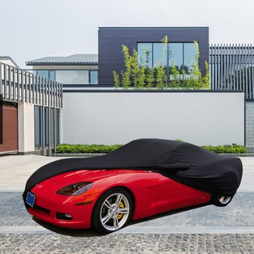 Image of Indoor Car Cover Custom Fit for 2024-2020 Corvette C8 Luxurious Soft Stretch Satin Car Cover Breathable Dust-Proof for Underground Garage, Car Show