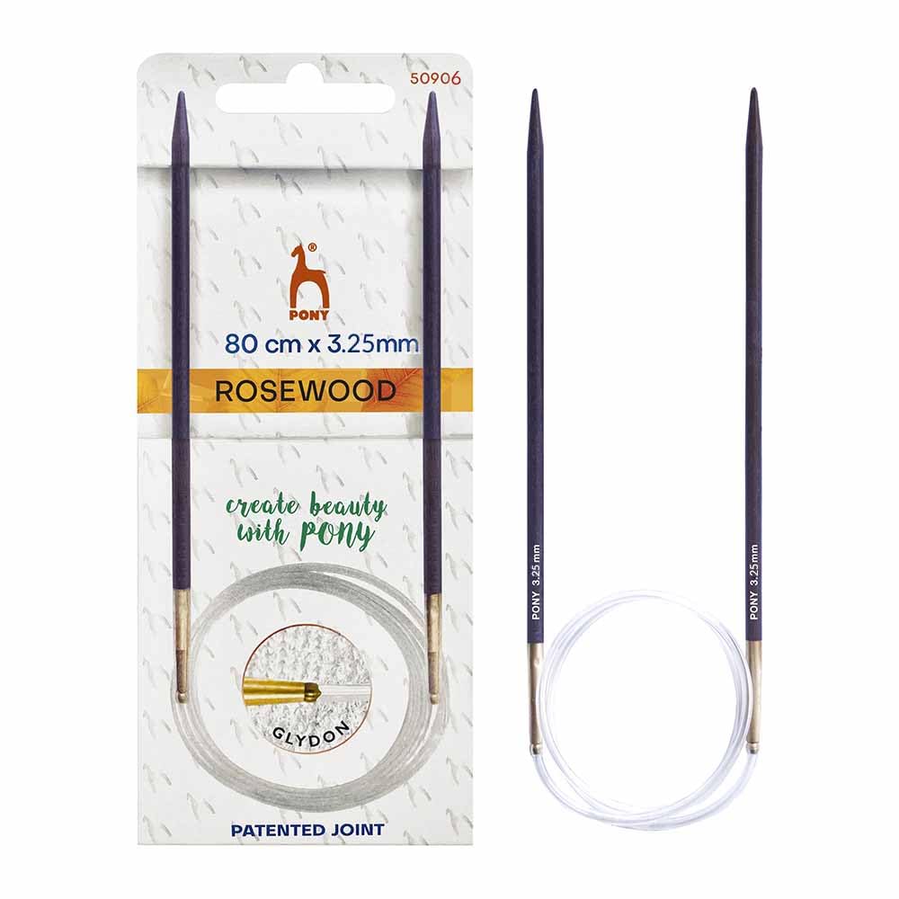 Pony Rosewood Circular Knitting Needles 80cm 3.25mm - 1 Piece
