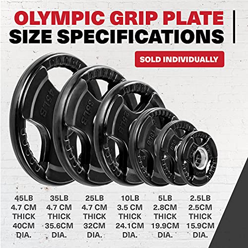 Image of Lifeline Fitness Rubber Grip Plates For Olympic Barbell - 2 inch Weight Plates for Home or Gym - Strength Training Single Plates - 2.5 /5 /10 /25 /35 /45 LB Options
