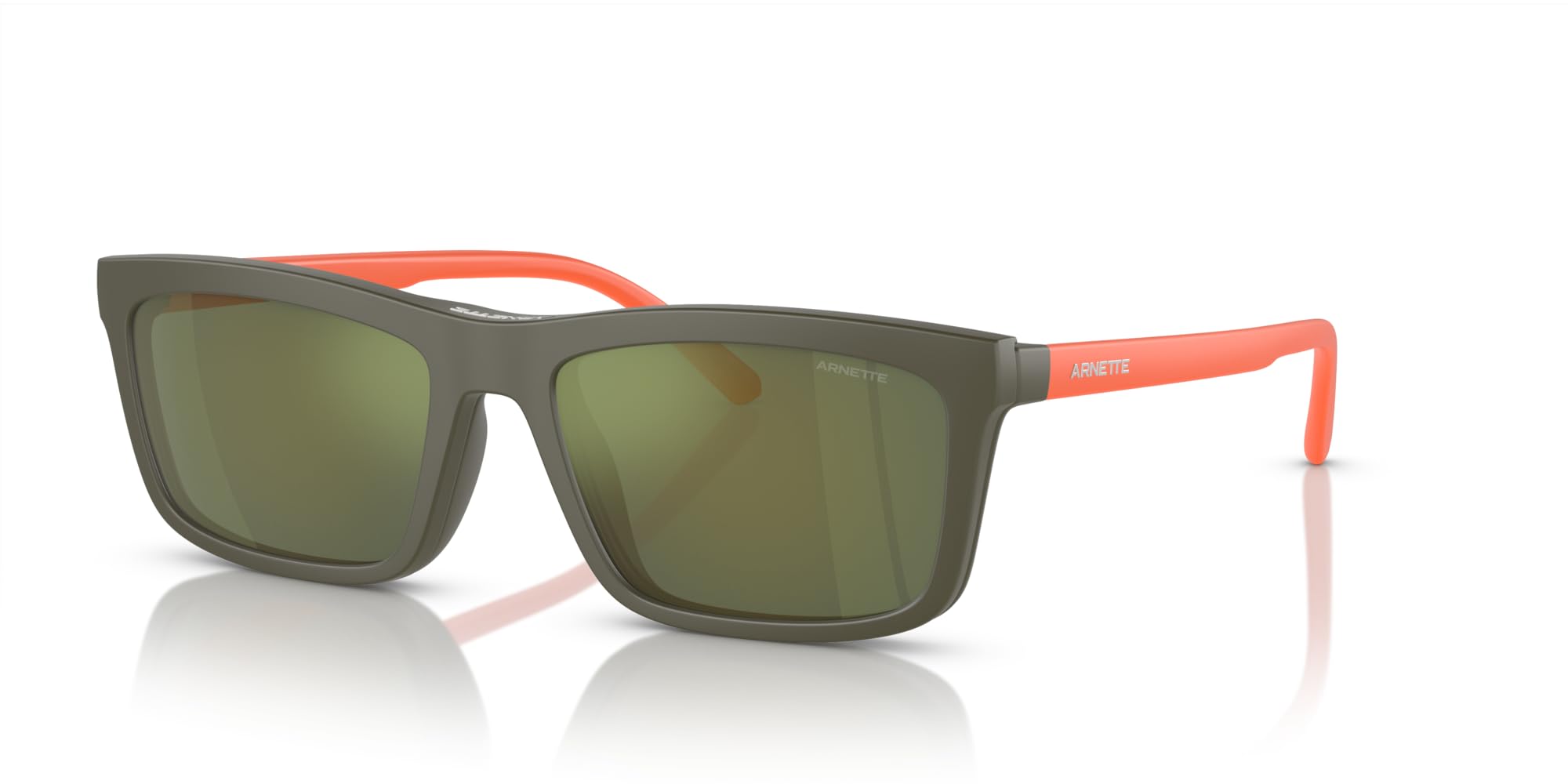 Arnette Men's AN4333 Hypno 2.0 with Sun Clip-Ons Rectangular Prescription Eyewear Frames, Matte Military Green/Demo Lens, 55 mm