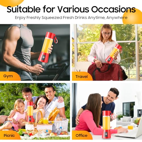 Image of Portable Blender for Smoothies & Shakes - New 380Ml Personal Size Blender Cordless & USB Rechargeable, BAP Free Travel Cup with 6 Blades, Suit for Picnic /Sprots /Office /Gym