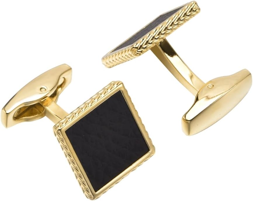 Square Leather Carved French Cufflinks Suit Shirt Cuff Buckle Men's Dress Sleeve Nails(Gray)