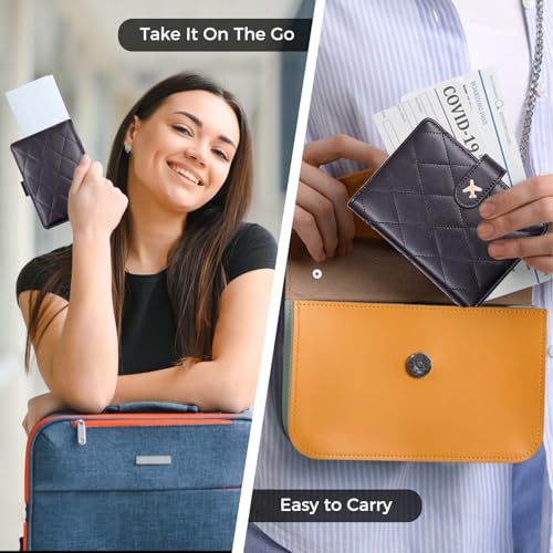 Image of Melsbrinna Premium Leather Passport Holder Covers Case, Waterproof Rfid Blocking Travel Wallet Passport Holder with Pen Holder, Cute Passport Book for Women /Men