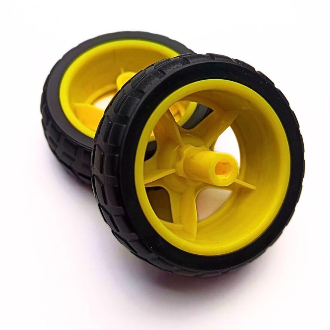 BO Motor Wheels – Yellow (Pack of 6) Lightweight Plastic Wheels for DIY Robotics, Hobby Projects, and Educational Kits - Image 2 thumbnail