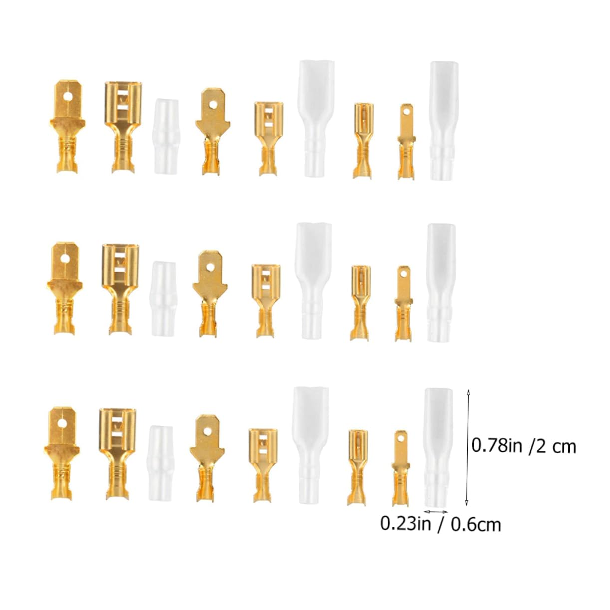 FUNOMOCYA 600pcs Insulated Terminal Wire Kit Insulated Crimp Terminal Spade Speaker Wire Connector Insulated Spade Crimp Cold Pressed Terminals Wire Crimp Terminal Block Copper Golden