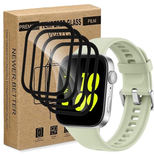 Sunyinice 4 protectores de pantalla para Huawei Watch Fit 3, cristal templado, protector de pantalla para Huawei Watch Fit 3, irrompible, resistente a los arañazos, suave lámina de TPU, protector de