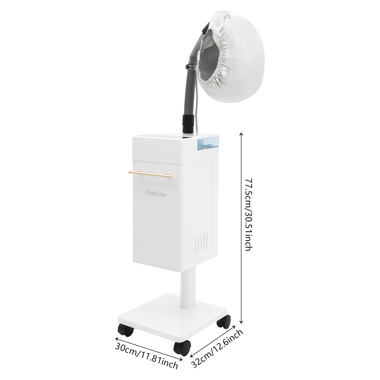 Professional Hair Steamer on Wheels Multi-Functional Nano Hair Steaming Machine Hair Color Processor Freestanding Hair Care Equipment for Home Salon Spa Barber Shop (White)