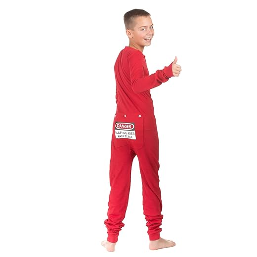 BIG FEET PAJAMA CO. One Piece Onesie Union Suit Boys & Girls Kids Pajamas Sign on Rear