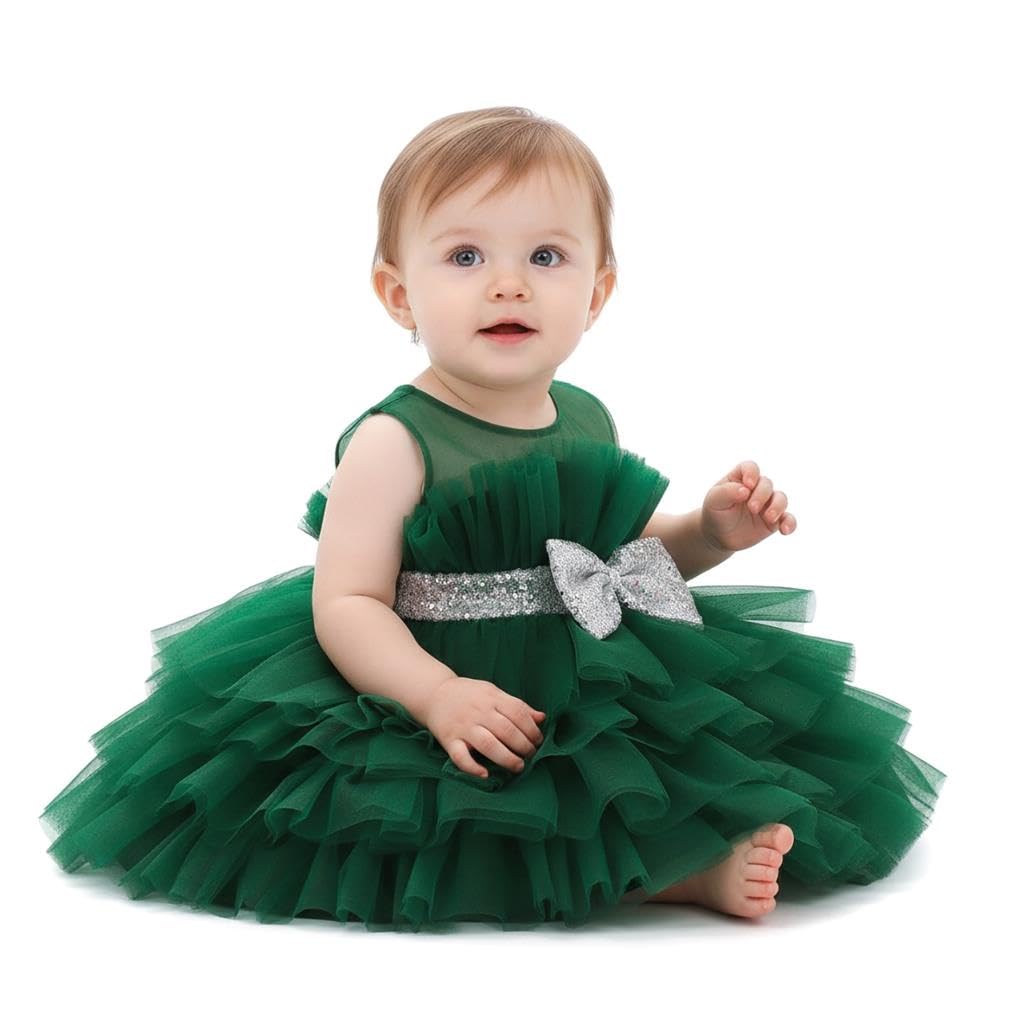 Lito Angels Vestido de Fiesta de Tul para Bebés y Niñas | Volantes plisados, Falda de tul en capas, Fajín con lazo, Boda, Cumpleaños, Comunión