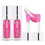 Fovcos Hydrating Lip Glow Oil, Moisturizing Lip Glow Oil, Lip Plumper Gloss, Transparent Lip Gloss, Lip Oil, Plumping Lip Oil, Lip Balm, Tinted Lip Balm Lip Care (2PCS Raspberry)