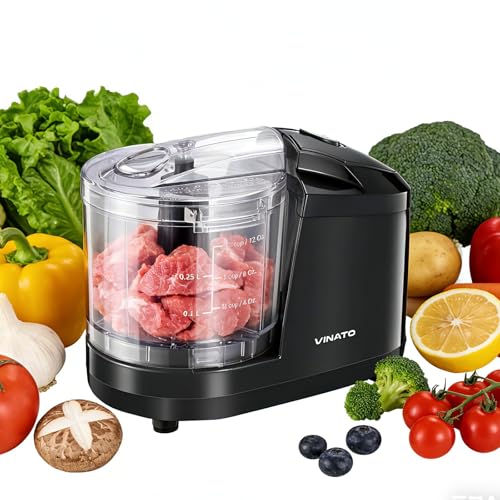 VINATO Hachoir Electrique 350ml | Lames en Acier Inoxydable | Rapide & Polyvalent pour Viande, Légumes, Noix & Herbes