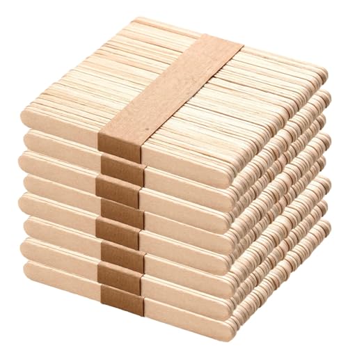 Wenrescry 400 Palos de madera,palitos de madera para manualidades, madera natural, para manualidades, espátula de madera para manualidades y cosméticos,adecuado para DIY manualidades (114 x 9 x 2 mm)