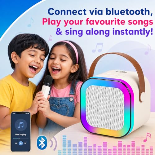 Image of Premium Rechargeable Karaoke Mic with Speaker for Singing | Wireless Mini Portable Bluetooth Speaker with Microphone & LED Lights for Kids /Kids Music Singing Toys for Girl Boy Birthday