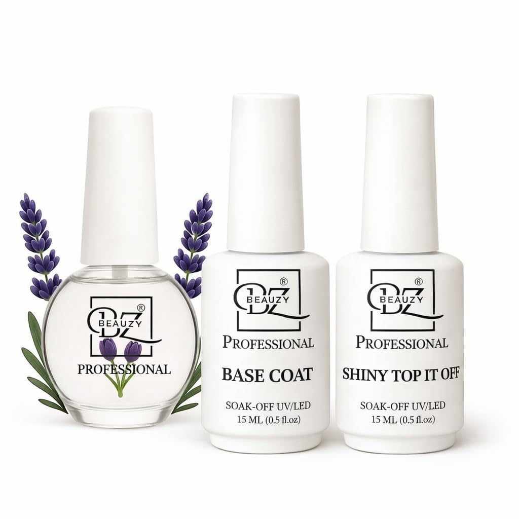 Base Coat 15ml & Shiny Top It Off 15ml with Cuticle Oil | Soak-Off UV/LED Gel Nail Combo | Long-Lasting Glossy Finish | Nail Strengthening & Cuticle Care (Lavender)-image-17