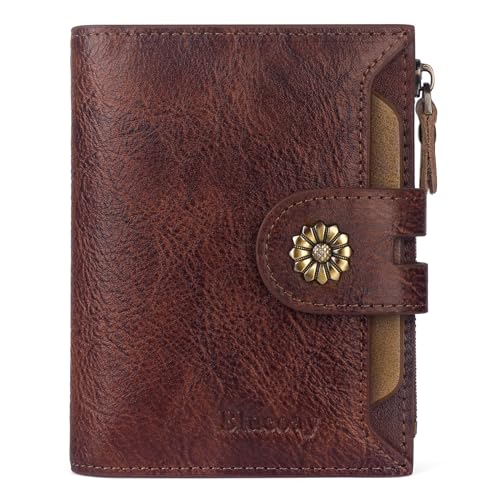 Image of Wallet Women,Rfid Blocking Leather Bifold Womens Wallet Compact Card Holder Small Wallet for Women with Removable ID Window Darkhkaki