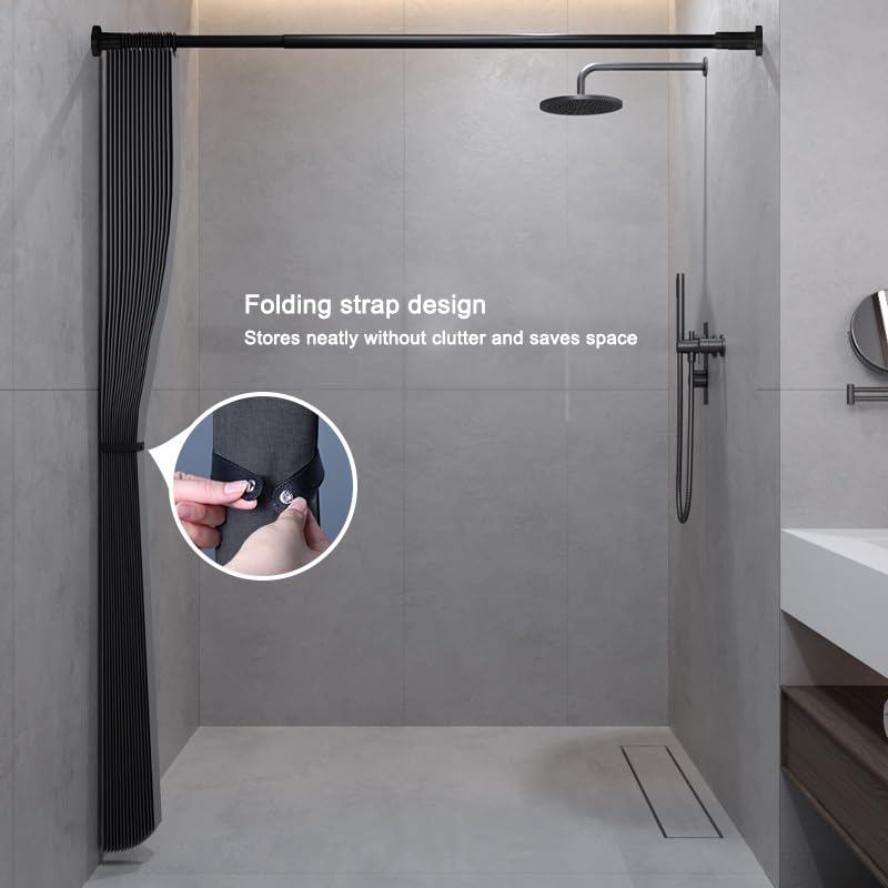 PFCDZDU Foldable Shower Curtain, Bathroom Privacy Shade Panel Set with Retractable Rod, Acordion Water Proof Shower Partition for Apartment Dormitory Bathtubs(Beige,100x200cm(70-120cm))