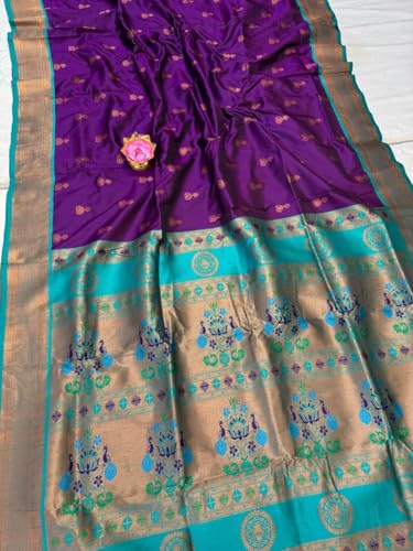 Generic purple paithani silk saree in soft silk – image 4
